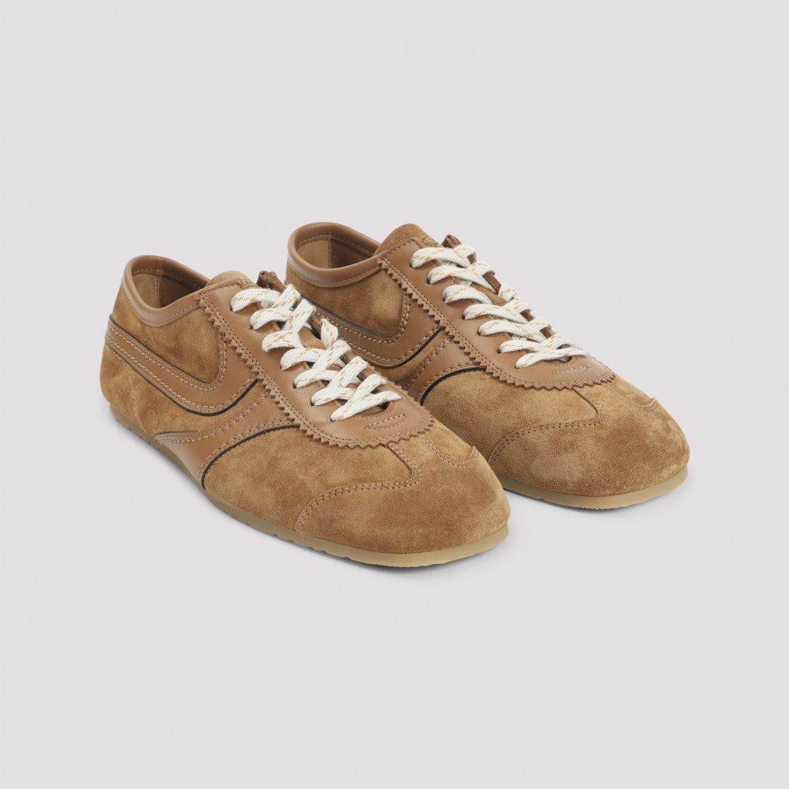 Dries Van Noten Brown Leather Sneakers With Smooth And Suede Finish