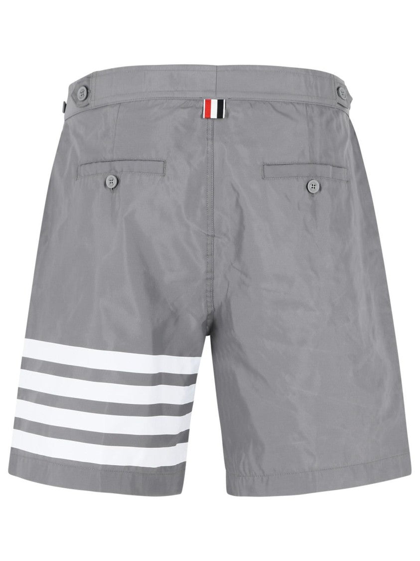 Thom Browne 'Swim Tech 4 Bar' Grey Nylon Swimsuit