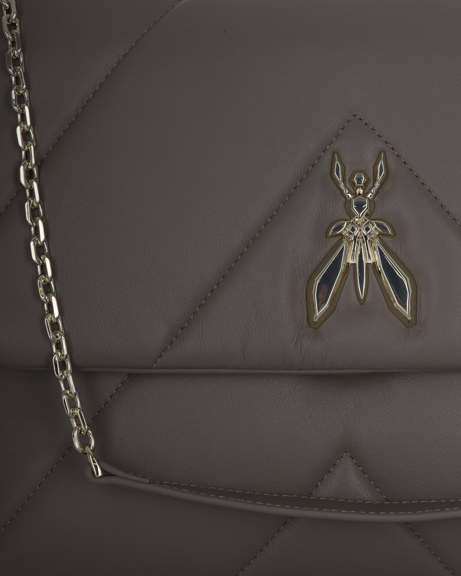 Patrizia Pepe Geometric Padded Leather Crossbody Bag With Chain Strap