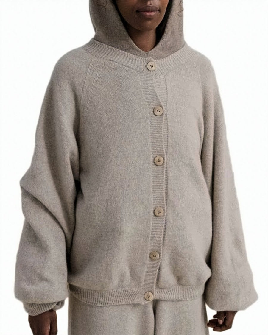 Baserange Relaxed Fit Cardigan With Balloon Sleeves