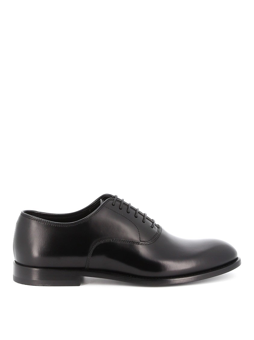 Doucal's Francesina Black Calf Leather Oxford Shoes