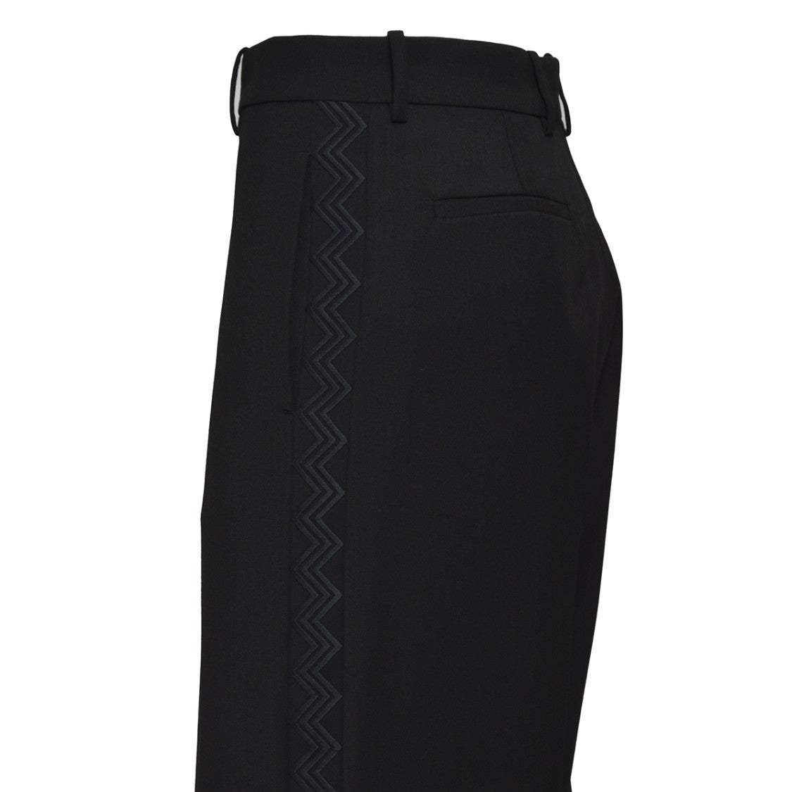 Missoni Black Wool Blend Pants With Embroidered Side Band