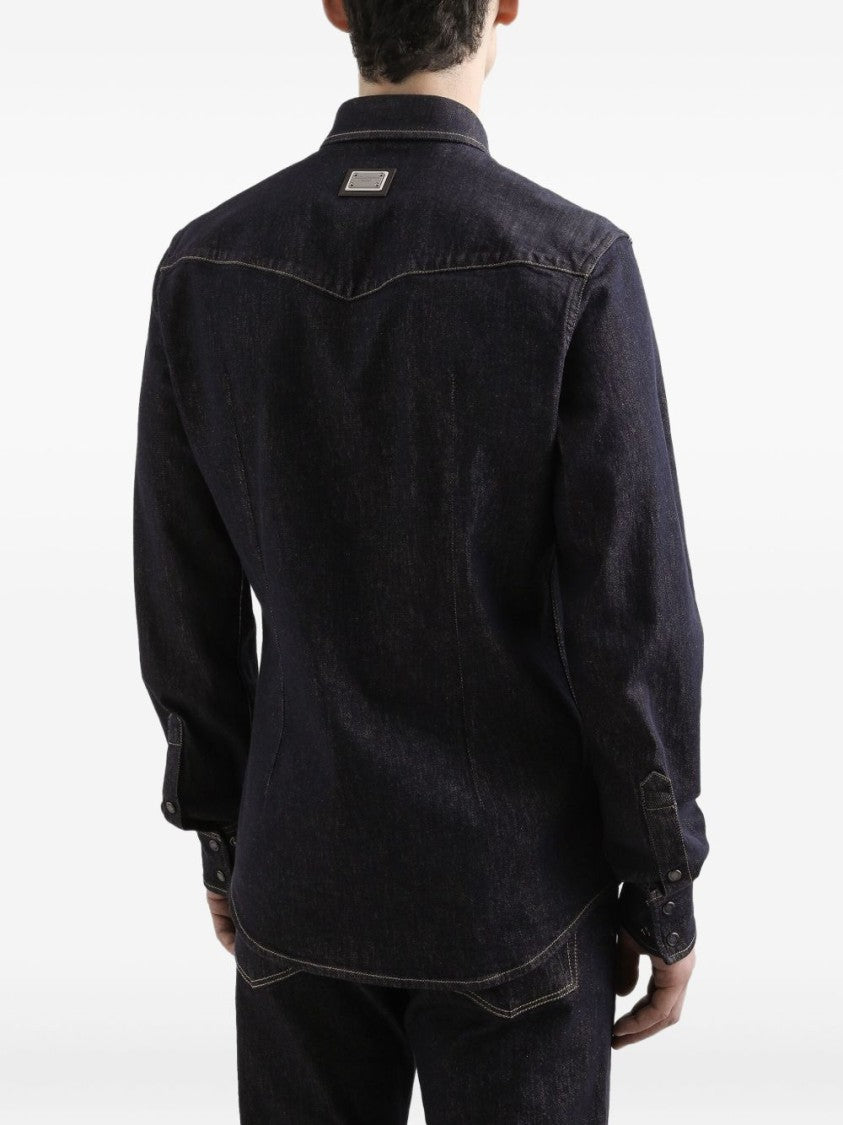 Dolce & Gabbana Tailored Dark Blue Denim Shirt