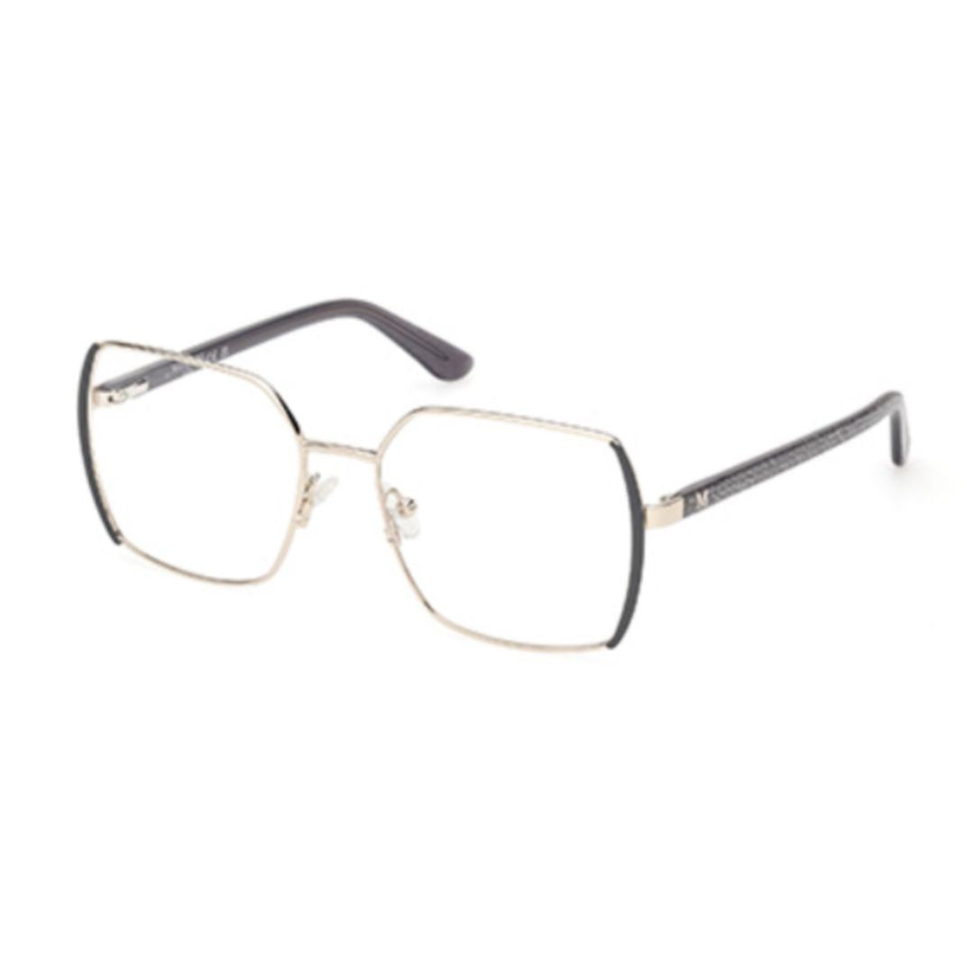 Guess By Marciano Gm50014 Geometric Square Frame Eyeglasses With Thin Metallic Rims