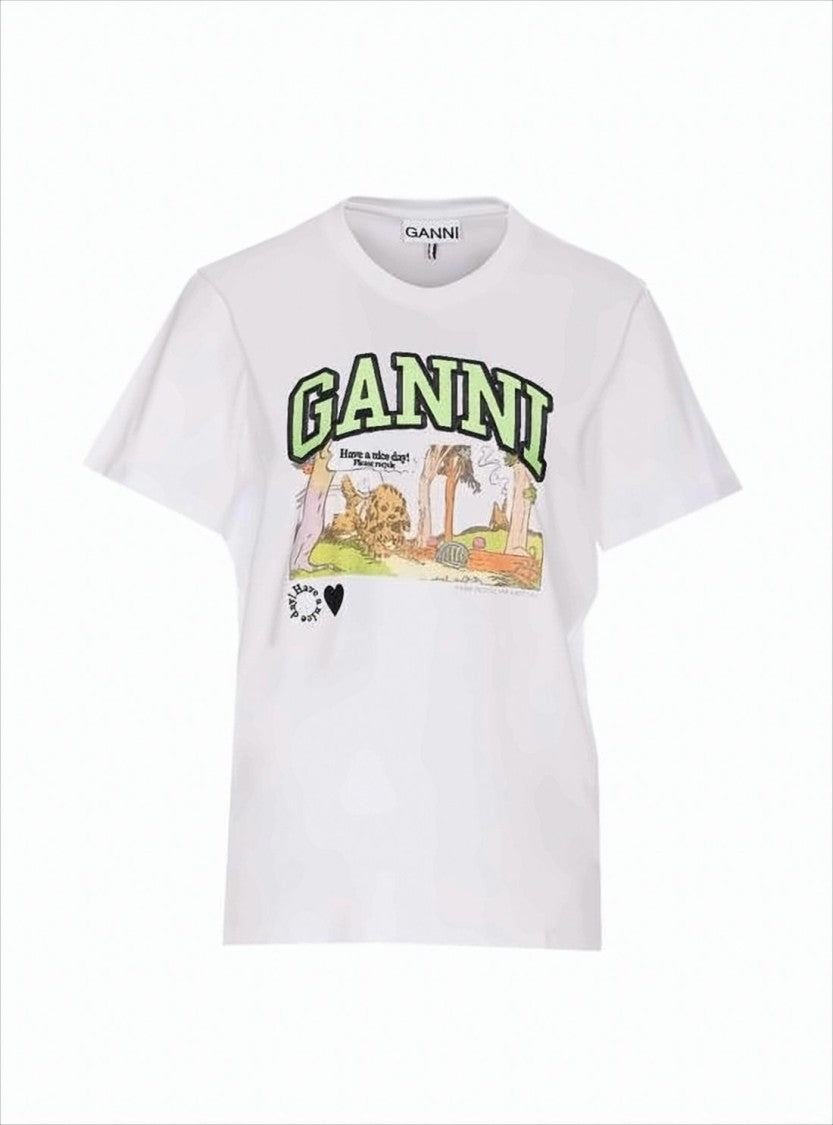 Ganni Classic Relaxed-Fit Graphic T-Shirt