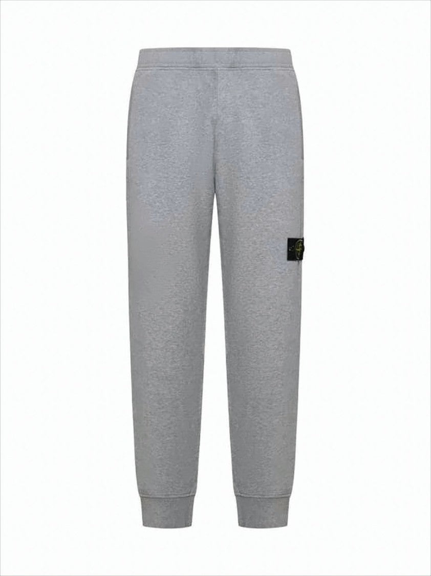 Stone Island Light Grey Relaxed Fit Jogger Pants With Iconic Patch Logo