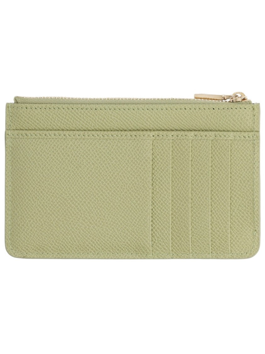 Dolce & Gabbana Textured Plaque Zipper Compartment Leather Wallet
