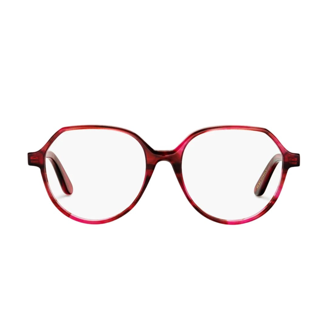 Vasuma Rice Geometric Frame Eyeglasses In Translucent Deep Red