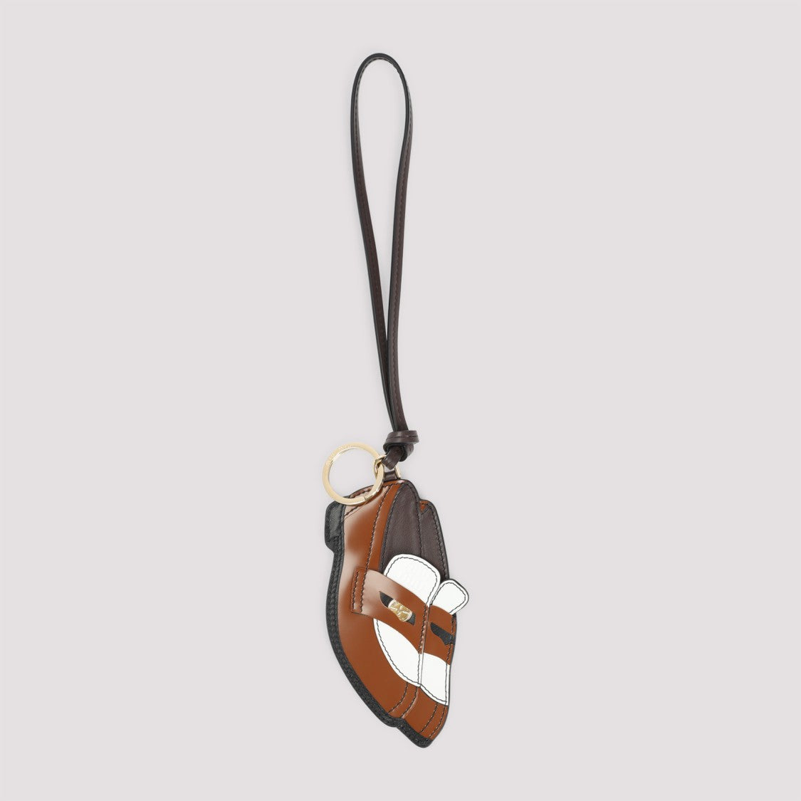 Miu Miu Trick Brown And White Calf Leather Key Ring