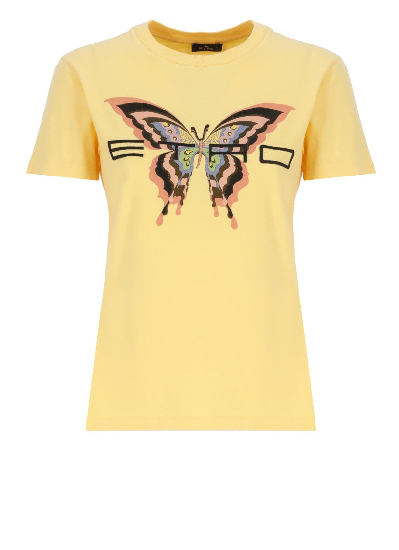 Etro Embroidered Butterfly Cotton T-Shirt