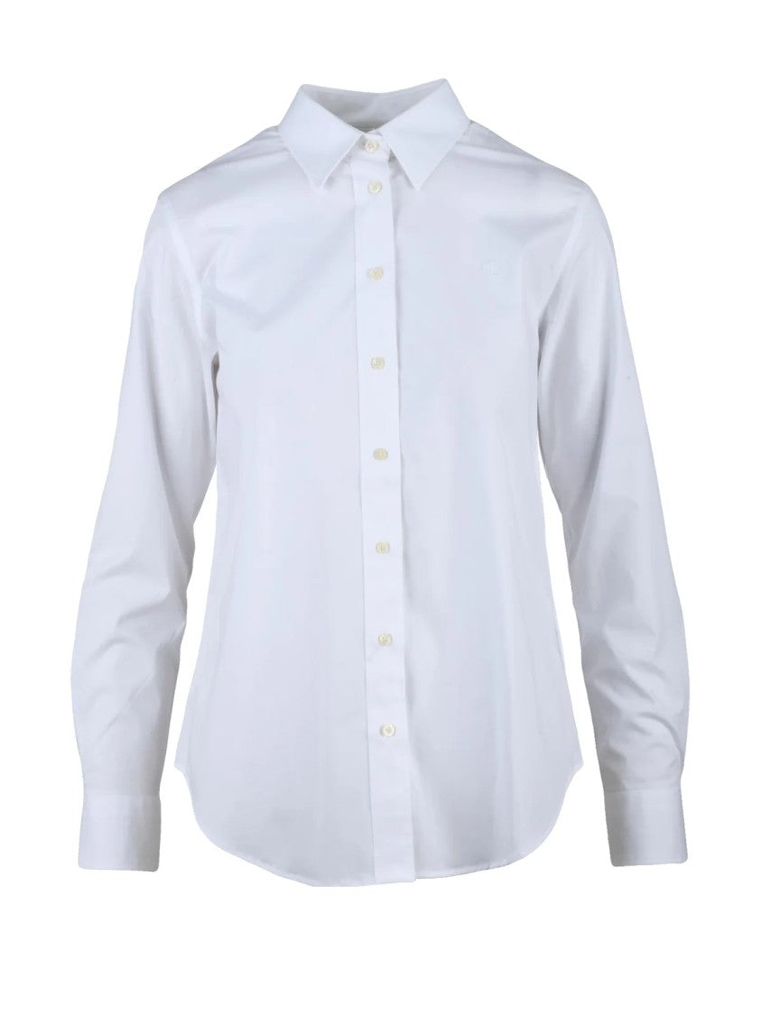 Lauren Ralph Lauren Tailored White Cotton Stretch Shirt With Pointed Collar