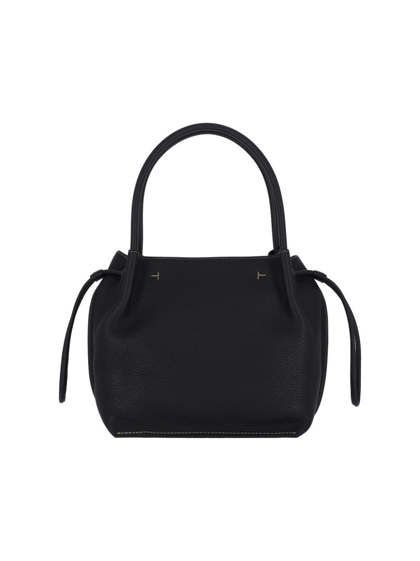 Tod's Structured Black Pebbled Leather Bucket Bag