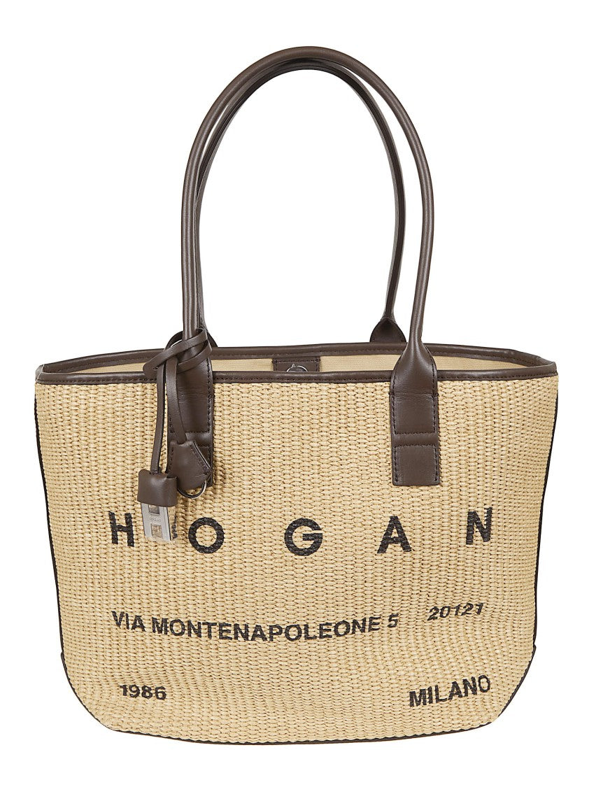 Hogan Spacious Shopper Bag With Calfskin Trim