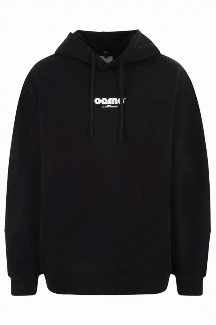 Oamc Relaxed Fit Black Hoodie With Drawstring Hood And Ribbed Cuffs