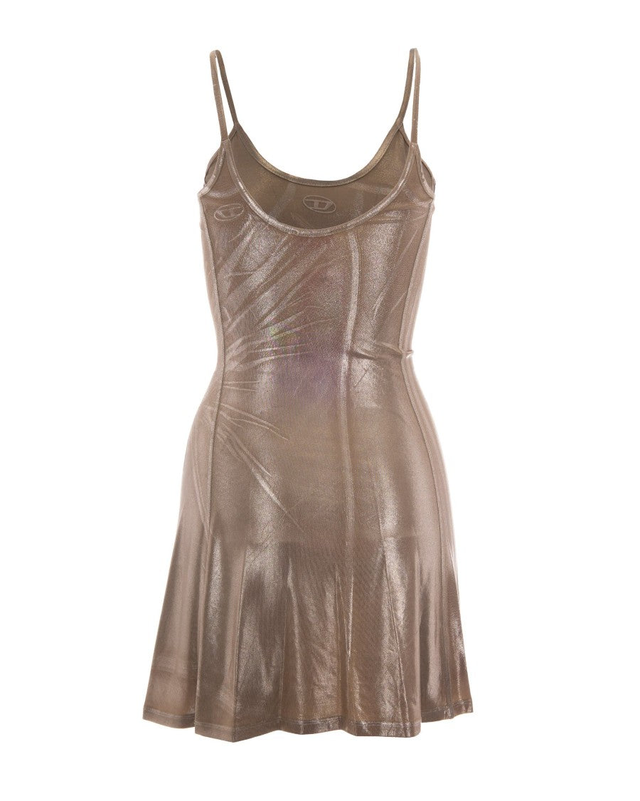 Diesel Sandy Beige Invy Sprayed Mylar Mini Dress