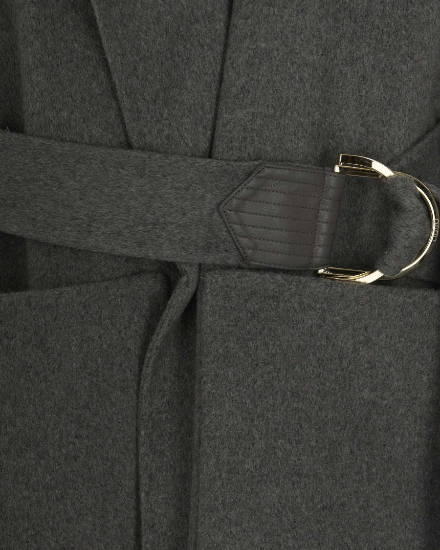 Liu Jo Grey Wool Coat With Belt