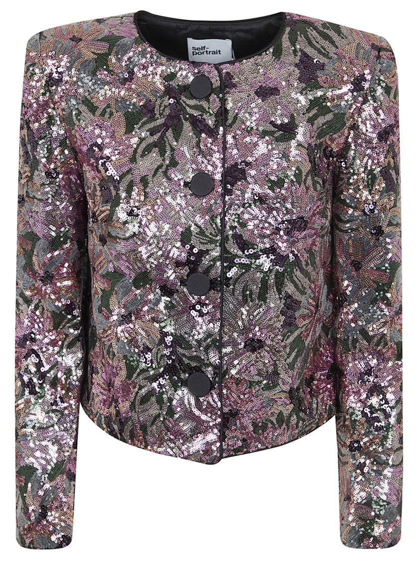 Self-Portrait Boxy-Fit Jacket With Padded Shoulders
