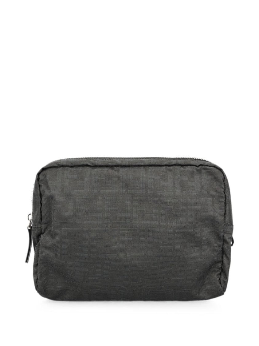 Fendi Black Rectangular Embossed Pattern Fabric Bag