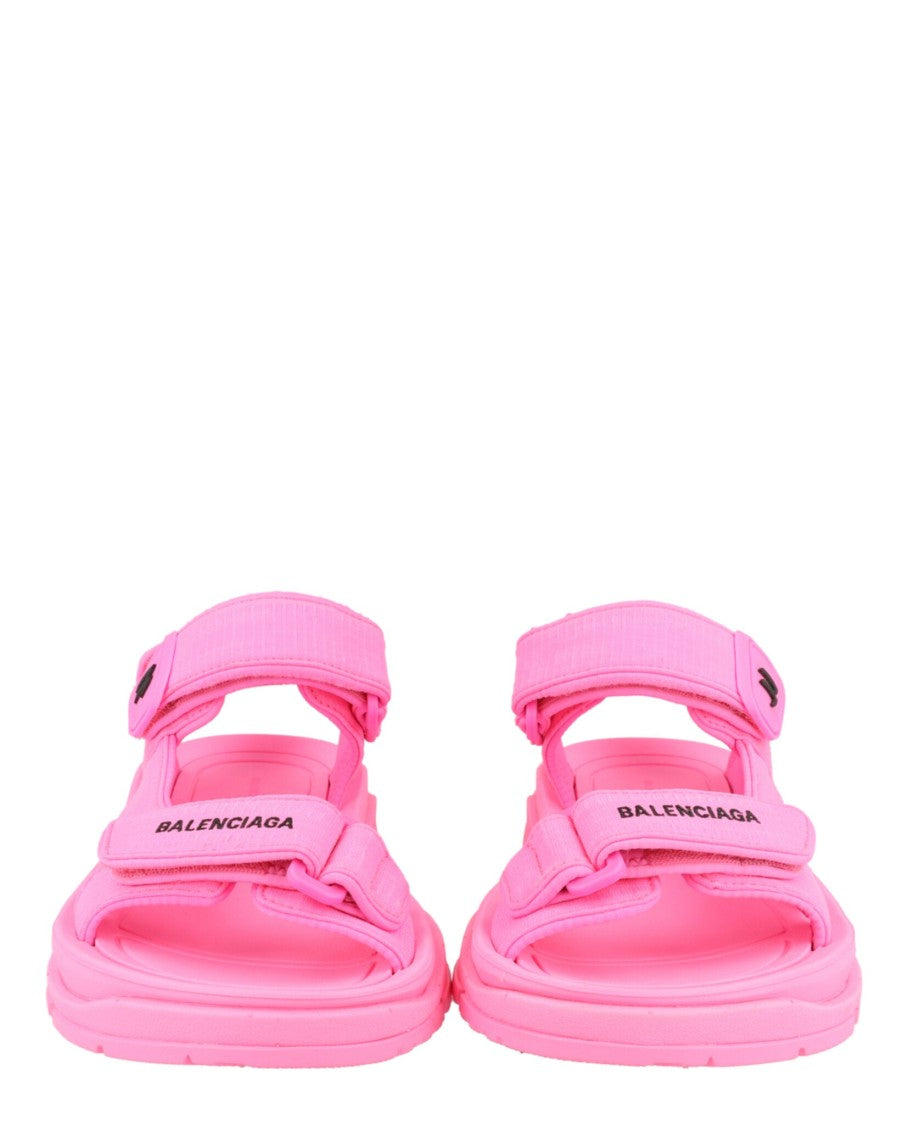 Balenciaga Multi-Strap Pink Sandals With Adjustable Closure And Rugged Sole
