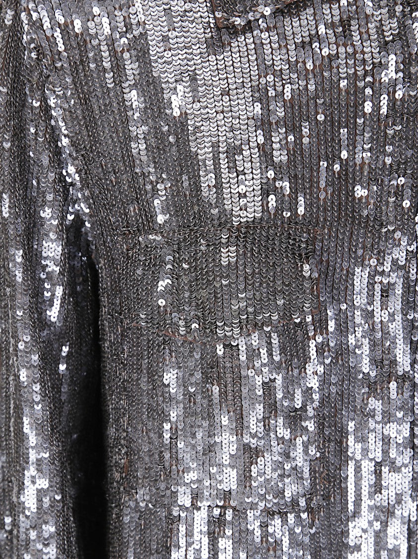 P.A.R.O.S.H. Oversized Sequin Shirt With Classic Collar