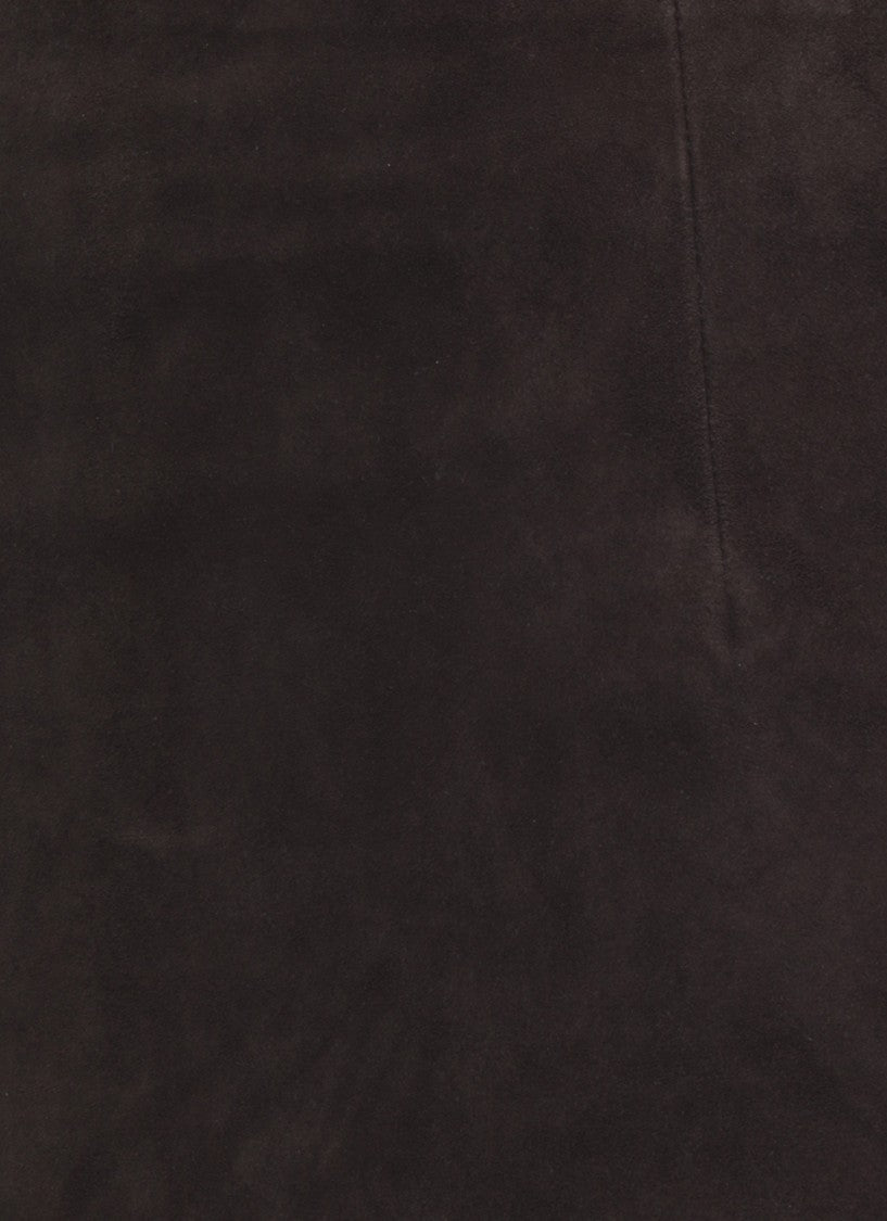 Rotate Slightly Flared Brown Suede Mini Skirt