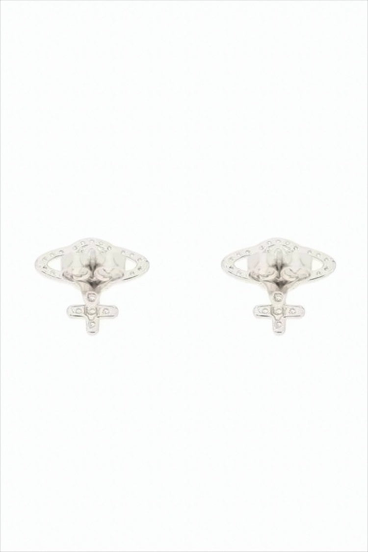 Vivienne Westwood Pearl-Embellished Stud Earrings With Textured Brass Frame