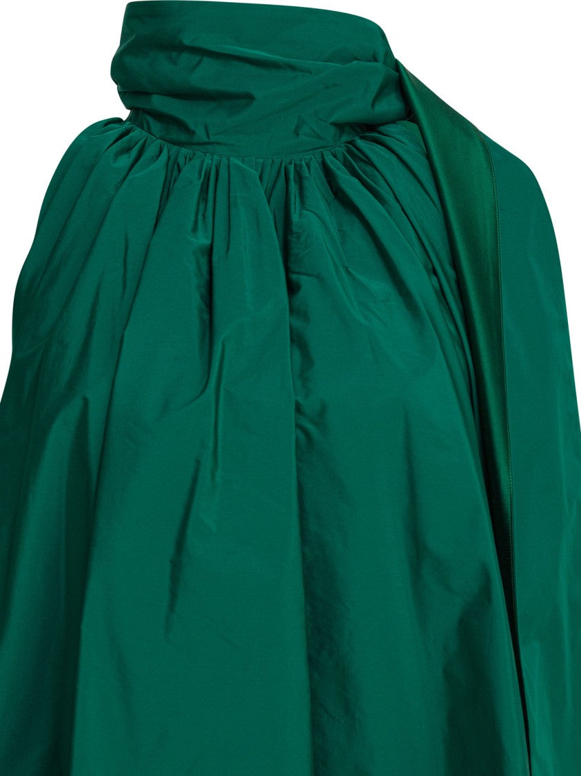Max Mara Green Silk-Blend Midi Dress