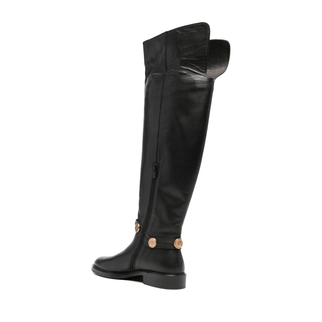 Adrianna Feretti Black Metallic Accents Leather Boots