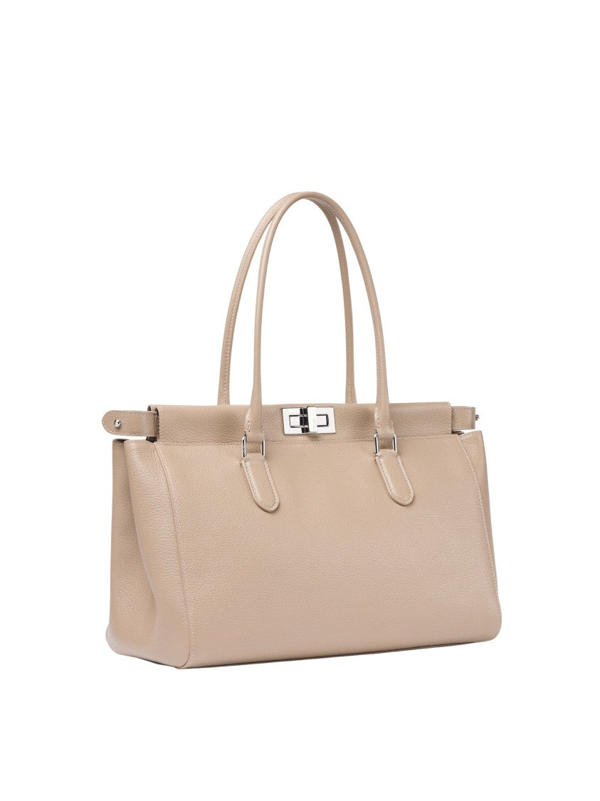 Fendi Soft Dove Grey Full-Grain Calfskin Peekaboo Tote