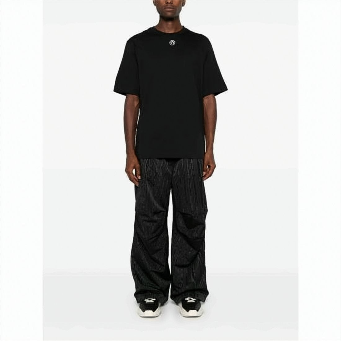 Marine Serre Relaxed Fit Black T-Shirt With Circular Emblem