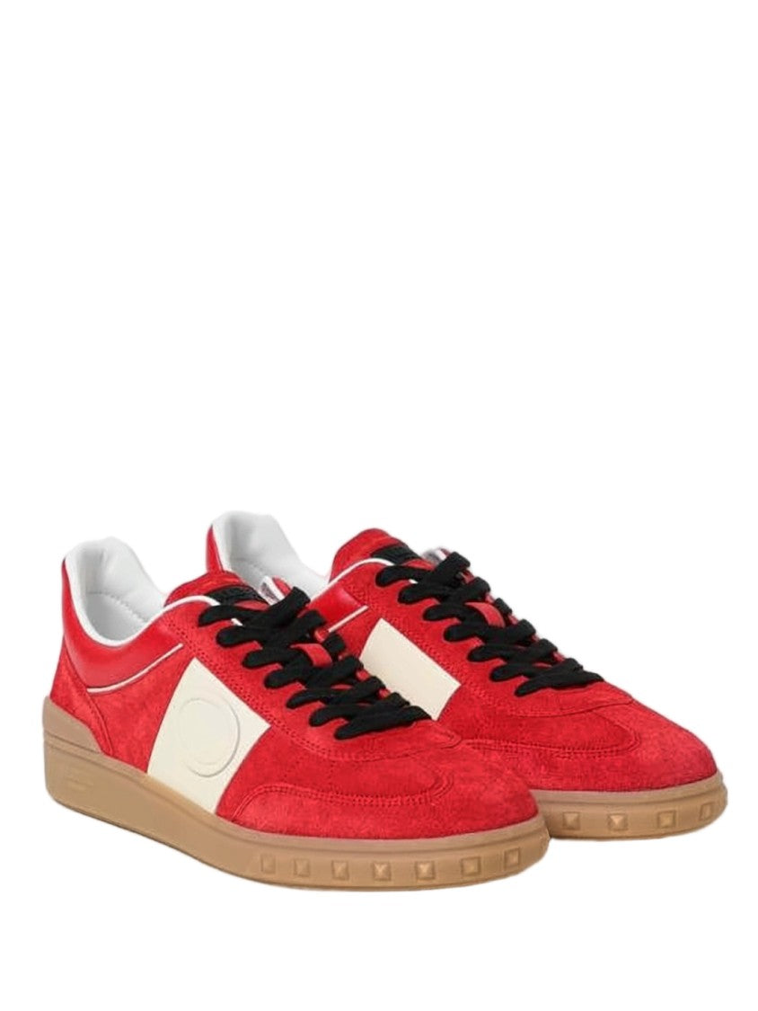 Valentino Garavani Red Suede Sneakers With Gum Rubber Sole