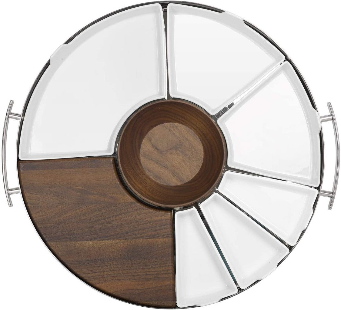 Christofle Mood Party Porcelain Walnut Tray