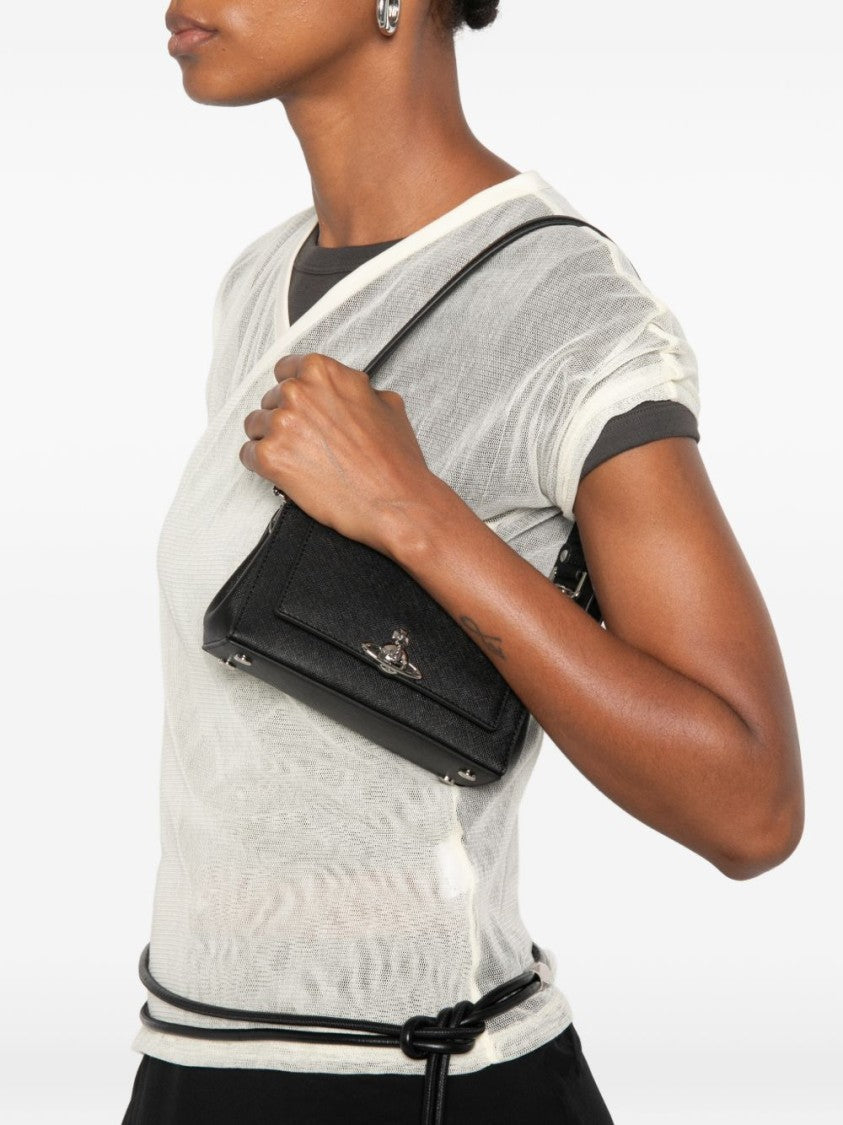 Vivienne Westwood Structured Handbag With Flap Closure And Silver-Tone Emblem