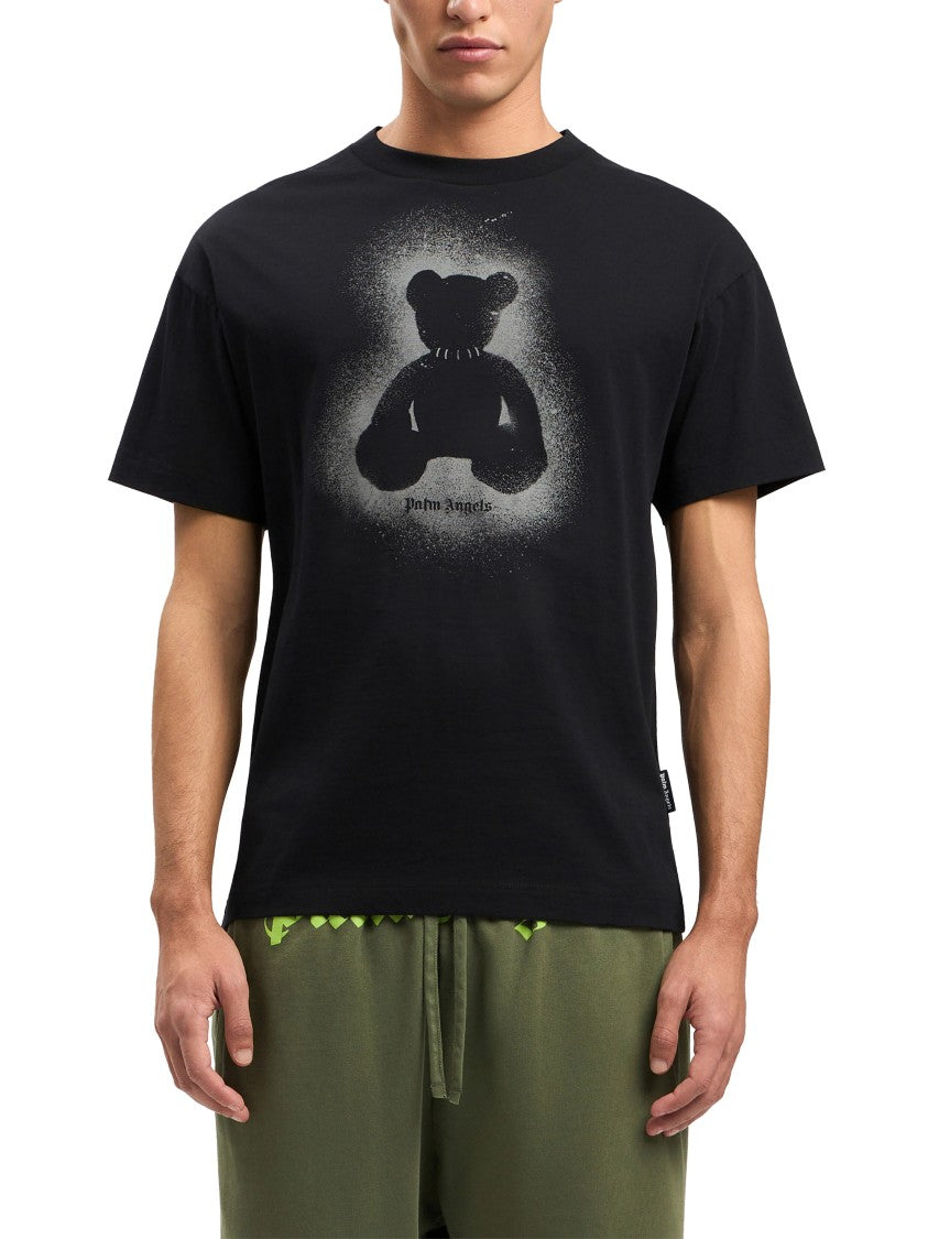 Palm Angels Regular Fit Spray Bear Graphic T-Shirt