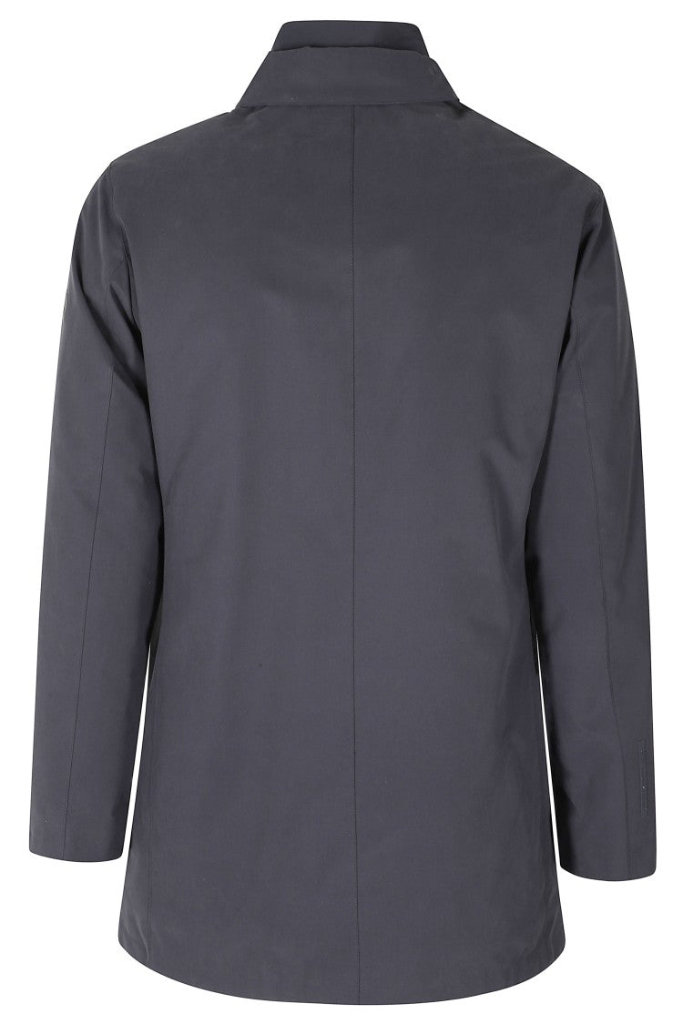 People Of Shibuya Dark Blue Coated Microfiber Bib Trench Coat