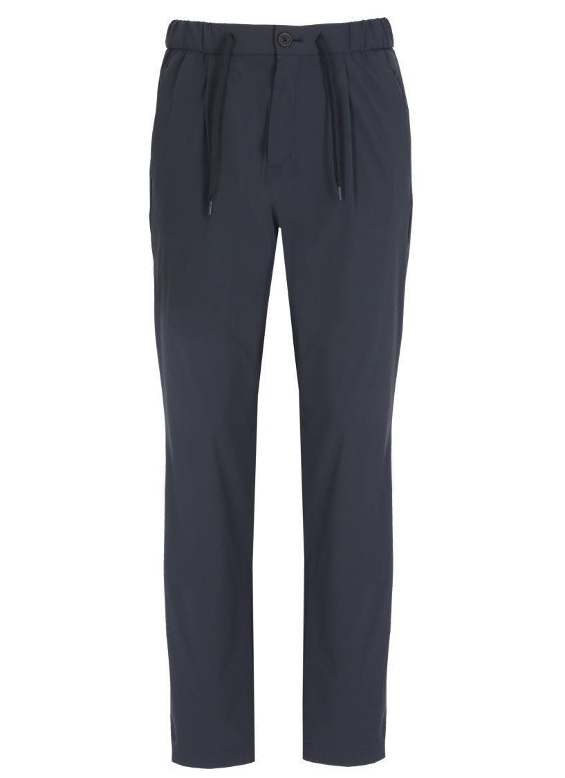 Herno Blue Tech Fabric Straight-Leg Pants