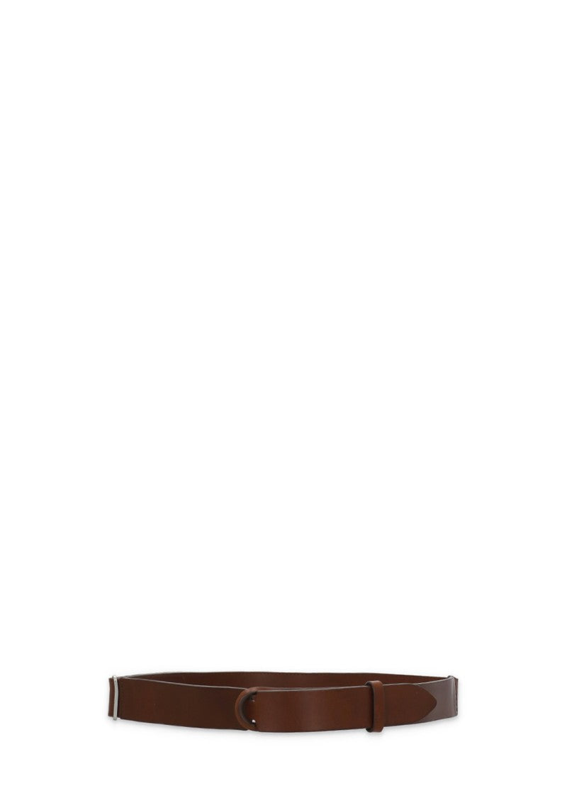 Orciani Sliding Ring Brown Leather Belt With Minimalist Design