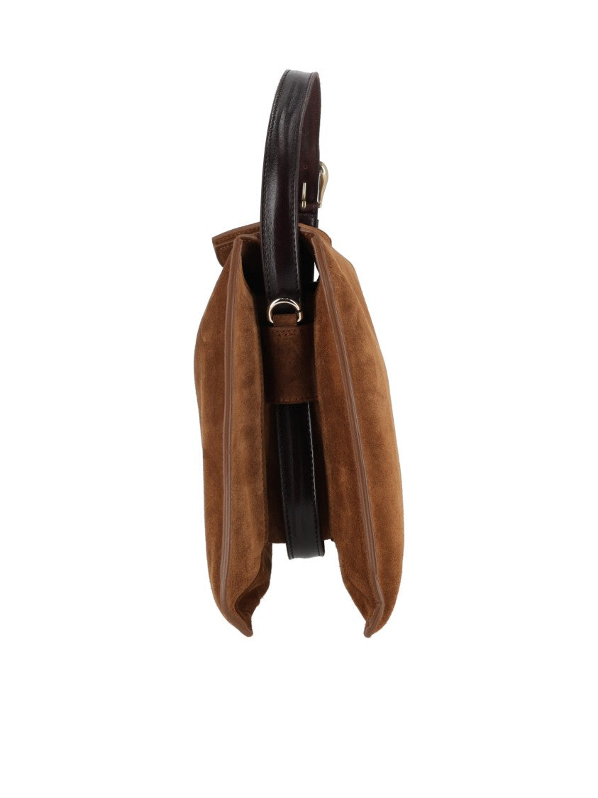 Claudio Orciani Trinity M Peach + Gold Suede Shoulder Bag