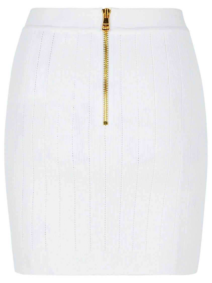 Balmain Mini Skirt In White Viscose Blend