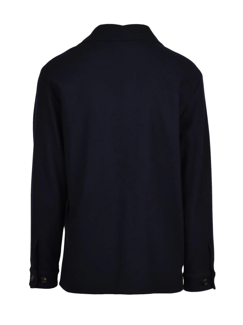 Eleventy Wool Blend Shirt Jacket With Minimalist Design And Flap Pockets