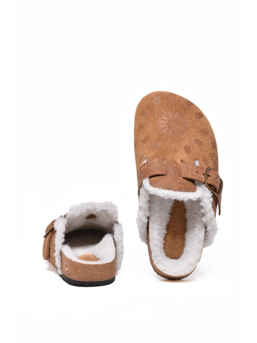 Arizona Love Beige Leather Shearling Mules
