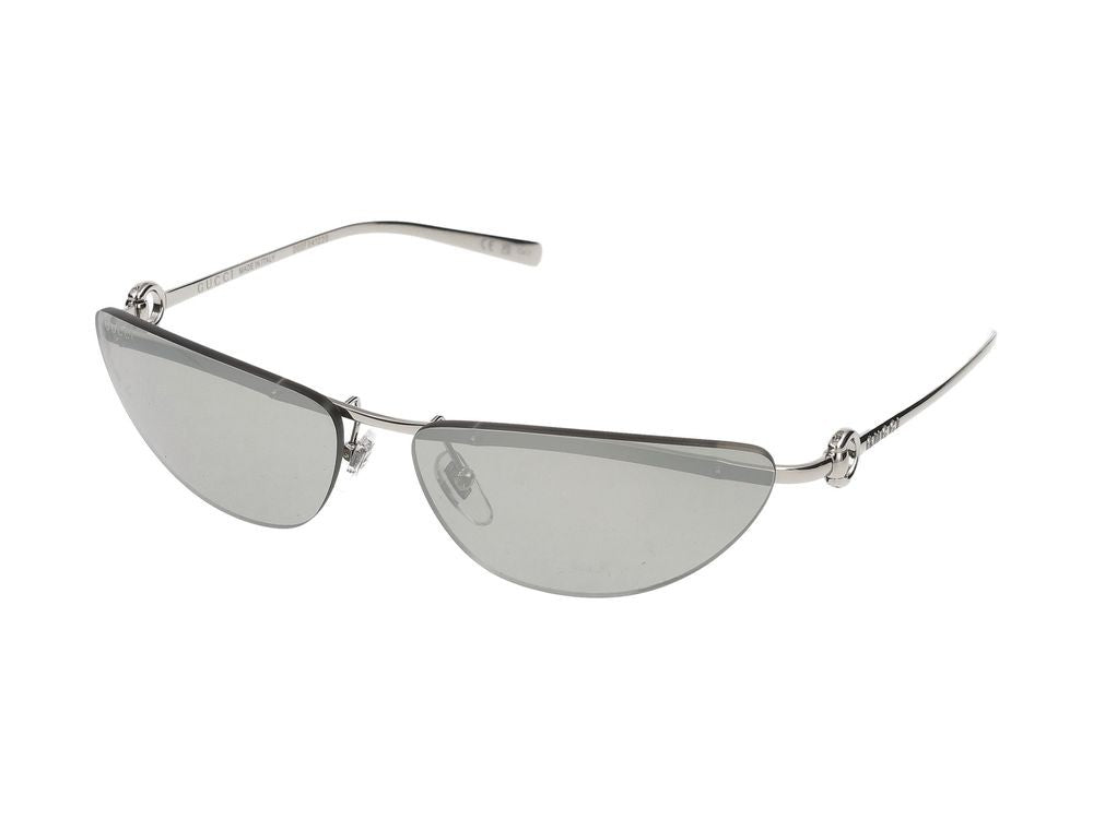 Gucci Silver Angular Cat-Eye Metal Sunglasses