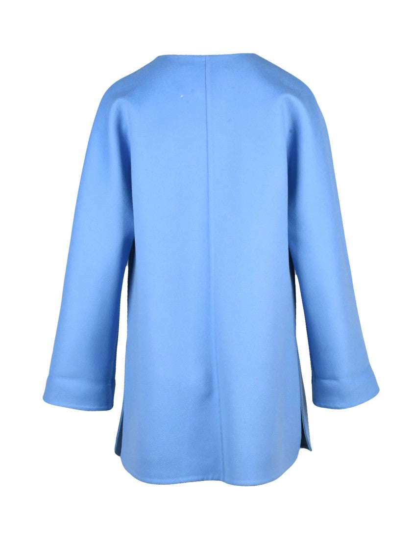 Cinzia Rocca Light Blue Virgin Wool Snap Coat