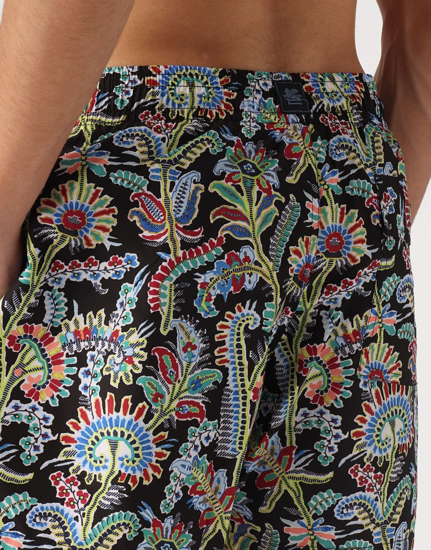 Etro Paisley Print Logo Swim Shorts
