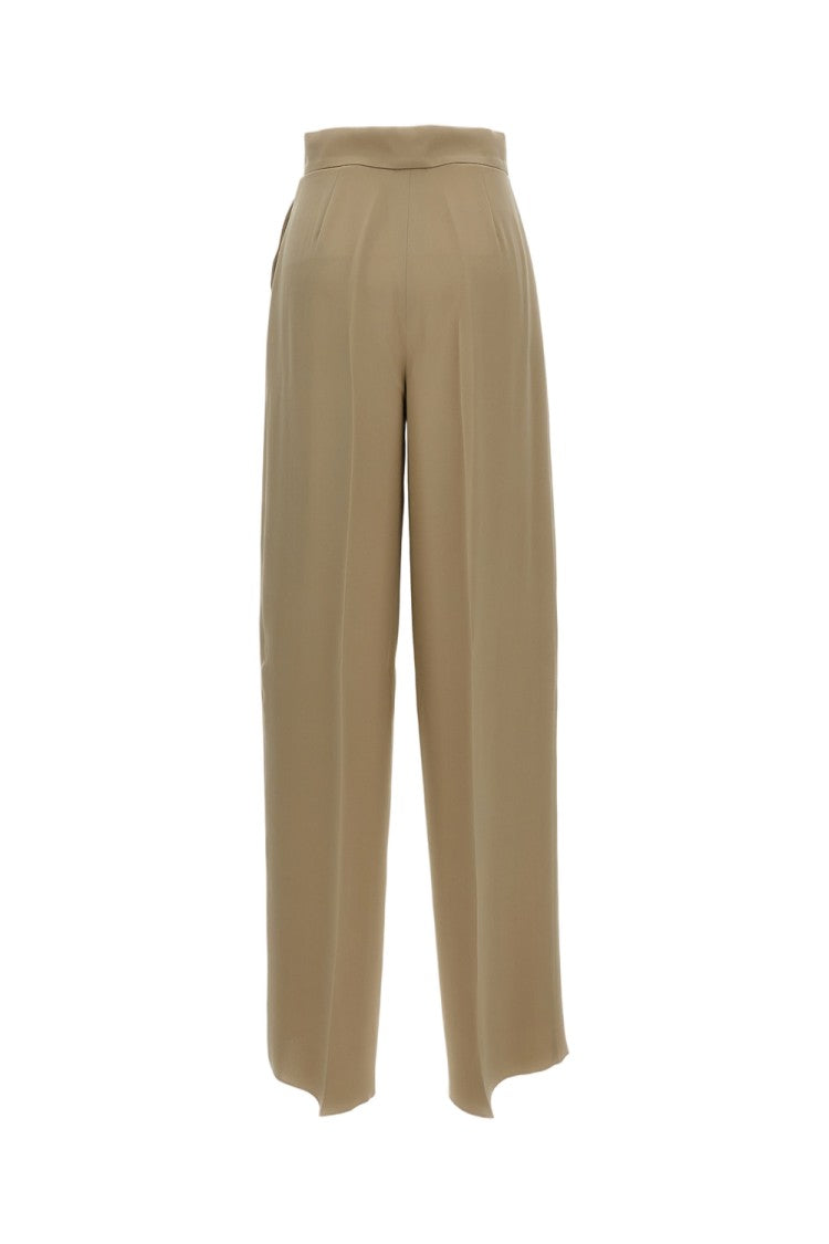 Max Mara Beige Palanca Silk Trousers