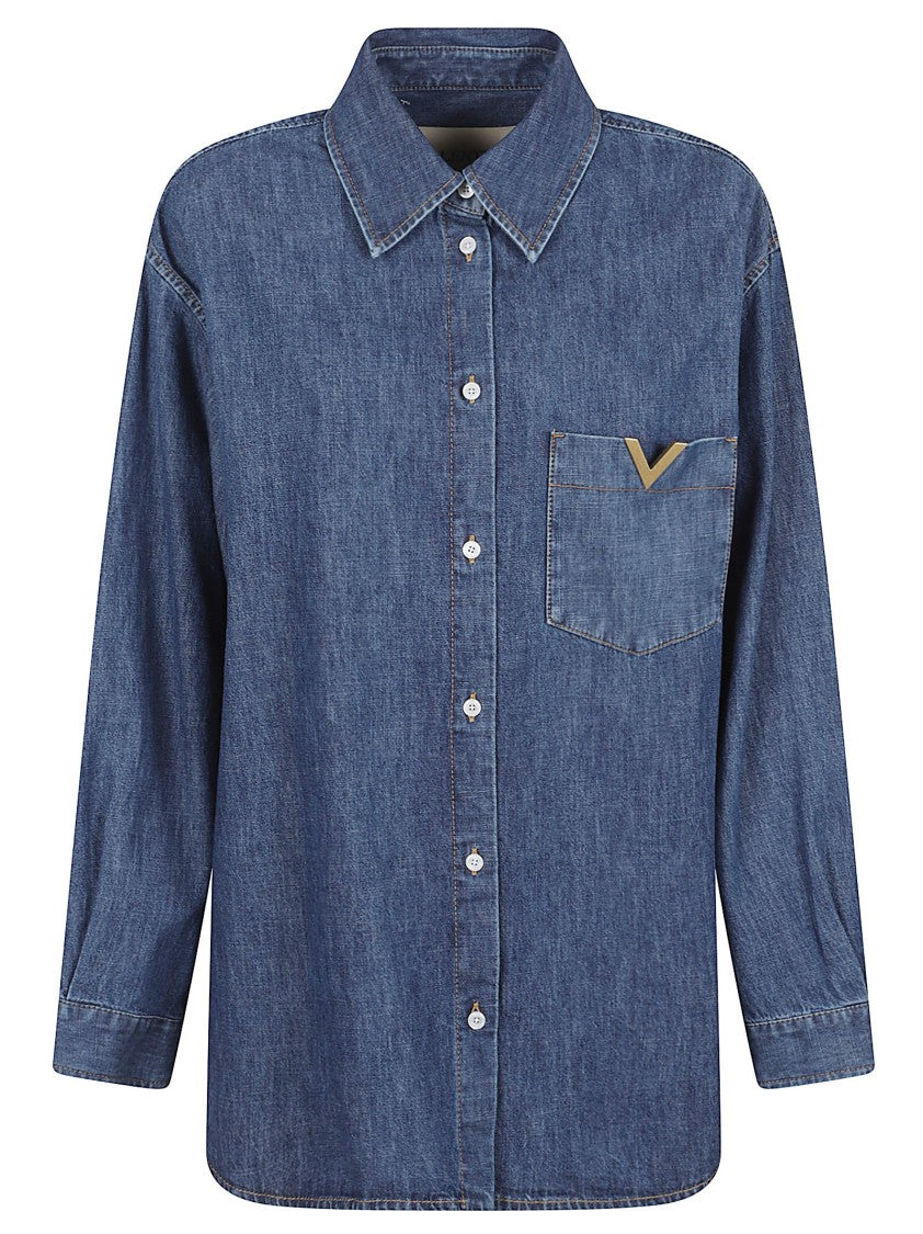 Valentino Garavani Blue Denim Button-Down Shirt