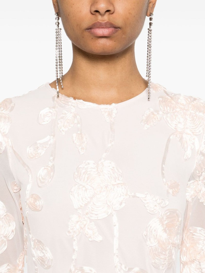 Rotate Blush Pink Dress With Sheer Sleeves And Flared Cuffs