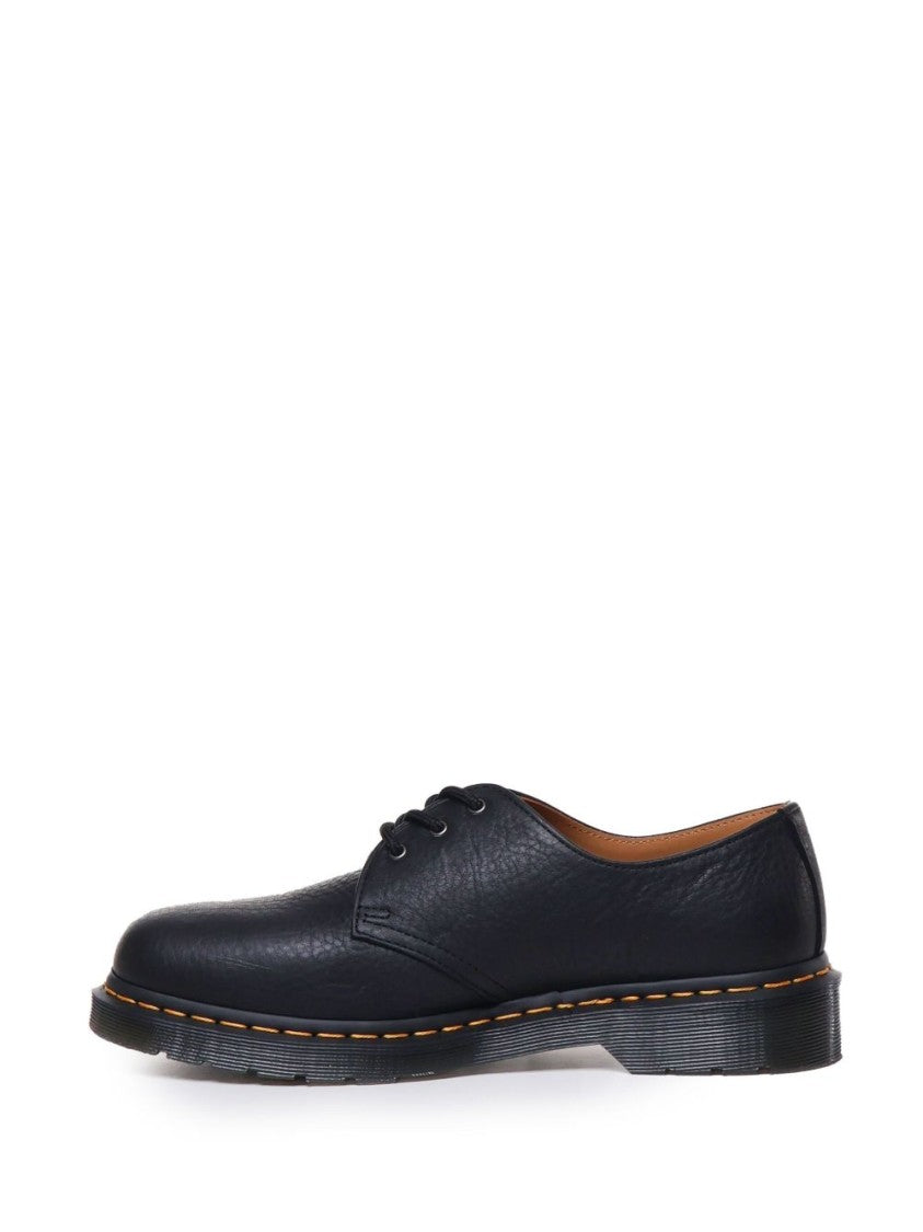 Dr. Martens Calf Leather Flats With Front Lace-Up And Round Toe