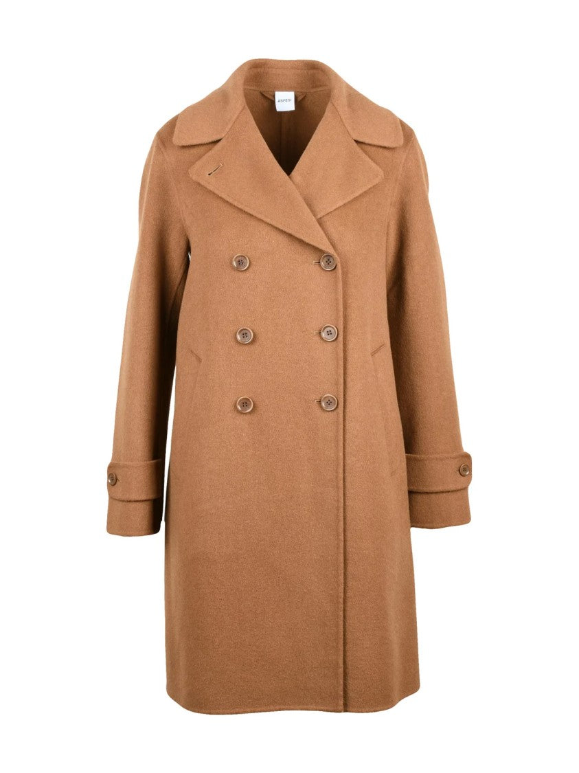 Aspesi Double-Breasted Wool Coat With Button Closure And Side Pockets