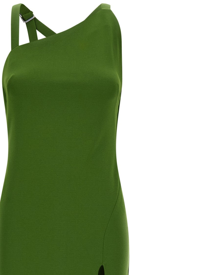 The Attico Flowing Maxi Dress With Asymmetrical Neckline And Adjustable Straps